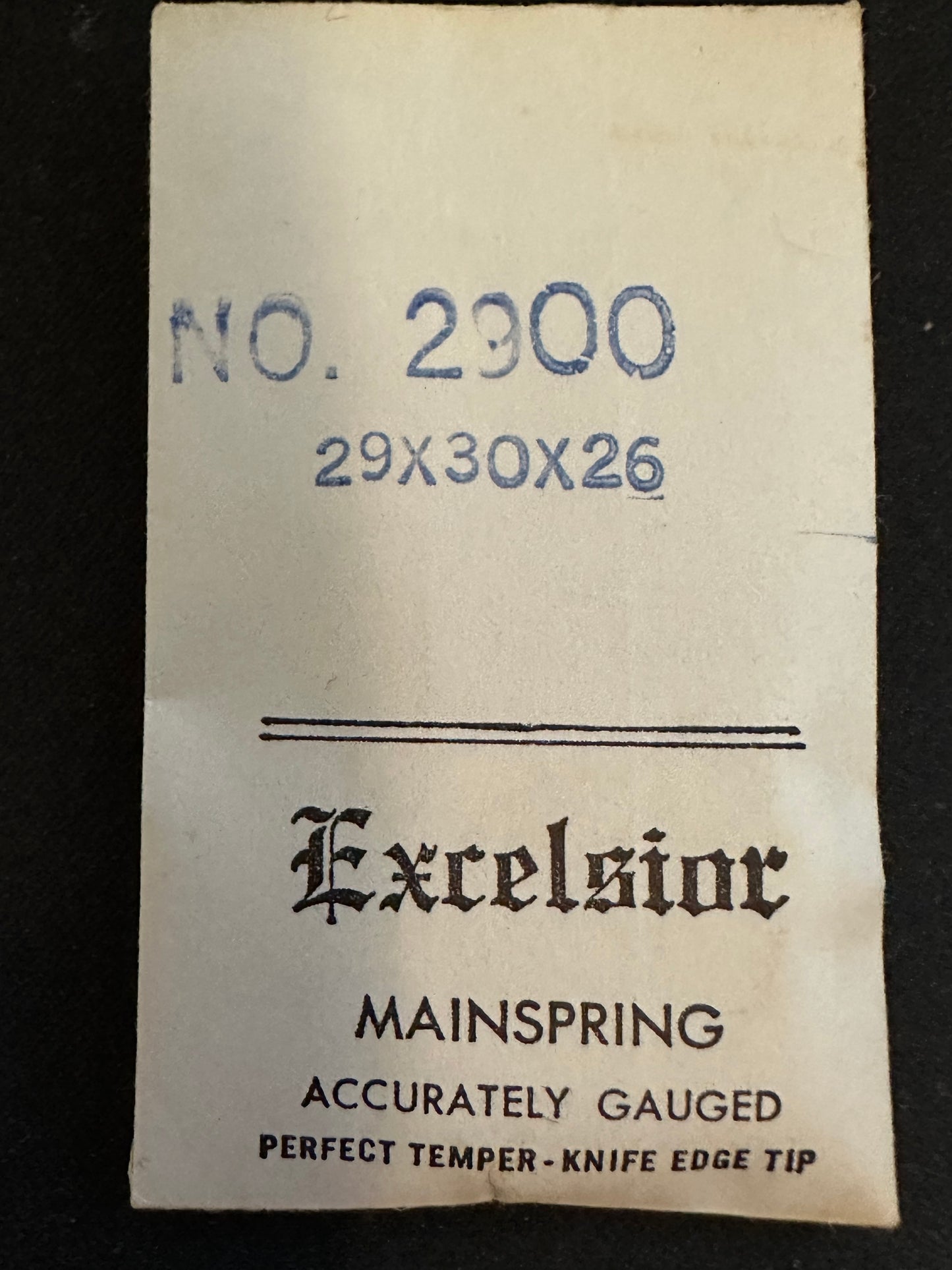 Excelsior #2900 Mainspring for Alarm / Travel Clocks - 29 x 3/0 x 26
