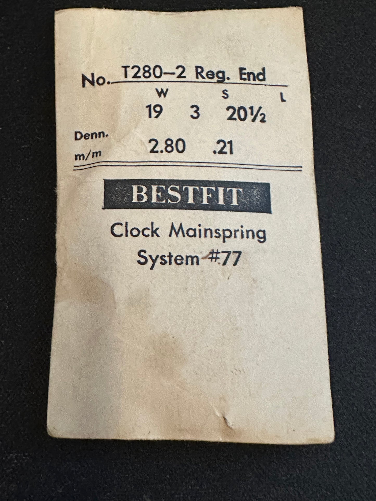 BESTFIT Clock Mainspring for Junghans Alarm Clocks No. T280-2