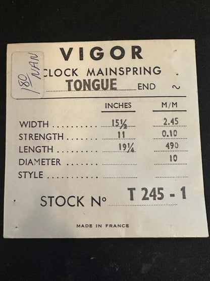 VIGOR Clock Mainspring for Ihmof 249 Alarm No. T245-1
