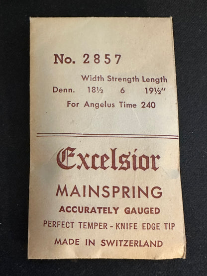 Excelsior #2857 Mainspring for Angelus Travel Clock caliber 240 - TIME side