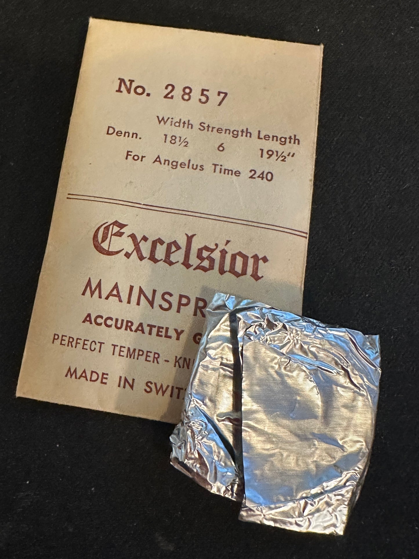 Excelsior #2857 Mainspring for Angelus Travel Clock caliber 240 - TIME side