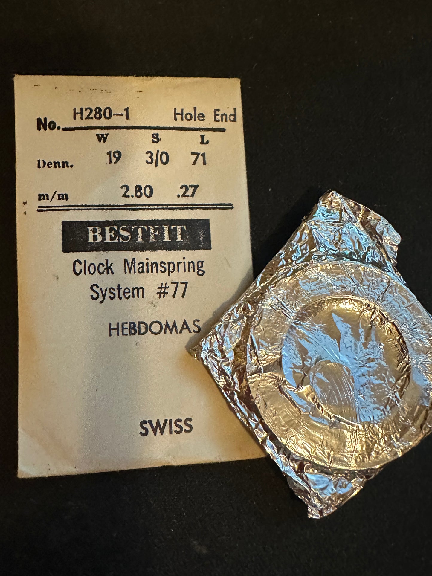 BESTFIT Mainspring for Hebdomas 8-day Pocket Watch H280-1