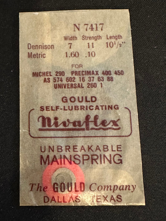 Nivaflex Unbreakable Mainspring N7417 for A. Michel 290, 291, Precimax 400, 450, Universal 260, 261 - Alloy