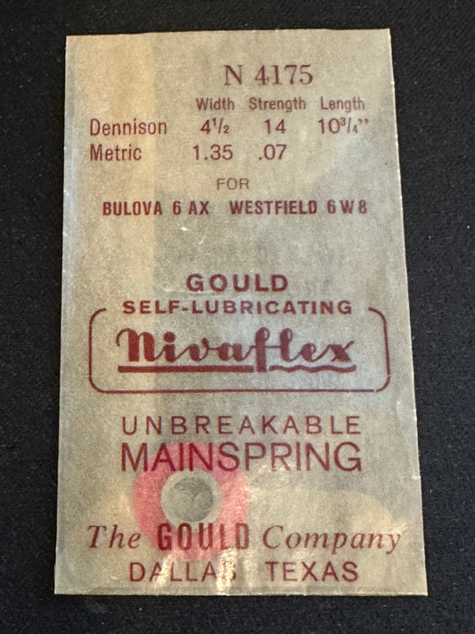 Nivaflex Unbreakable Mainspring N4175 for Bulova 6AX, Westfield 6W8 - Alloy