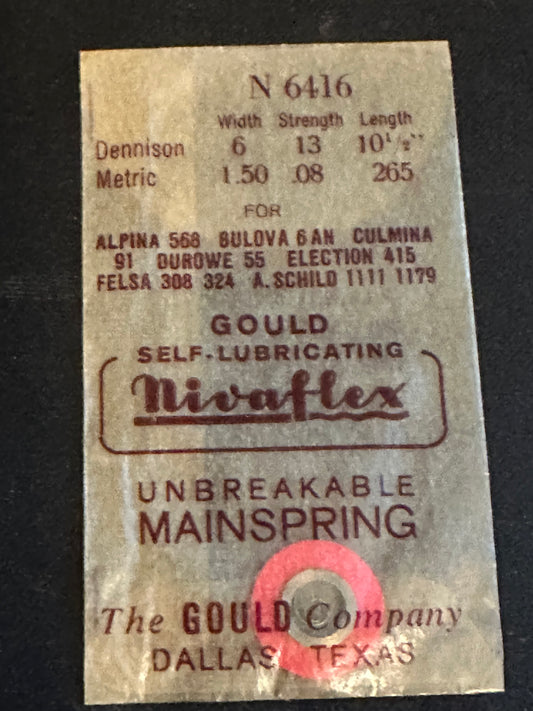 Nivaflex Unbreakable Mainspring N6164 for Alpina 568, Culmina 91, Election 415 +many more - Alloy