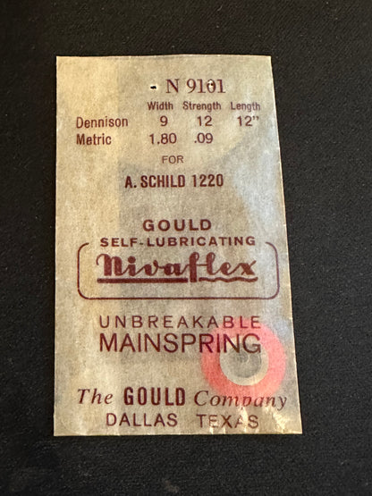 Nivaflex Unbreakable Mainspring N9101 for AS caliber 1220 - Alloy