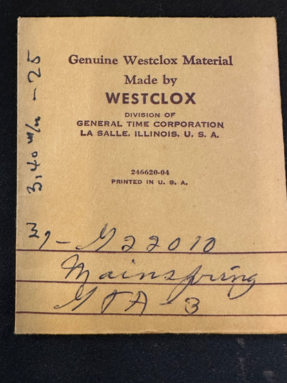 Westclox Factory Mainspring for GTA-3 Travel Clocks P/N G22010