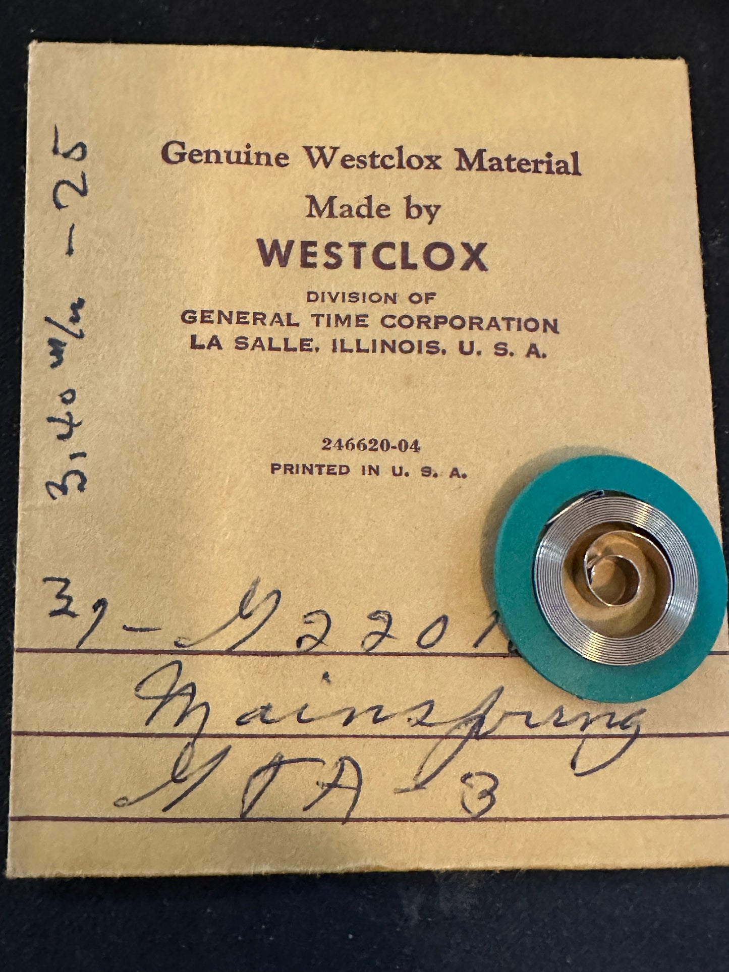 Westclox Factory Mainspring for GTA-3 Travel Clocks P/N G22010