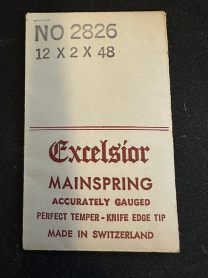 Excelsior #2826 Mainspring for Travel Clocks - 12 x 2 x 48