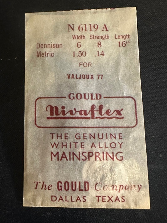 Nivaflex Unbreakable Mainspring N6119A for Valjoux caliber 77 Chronograph - Alloy