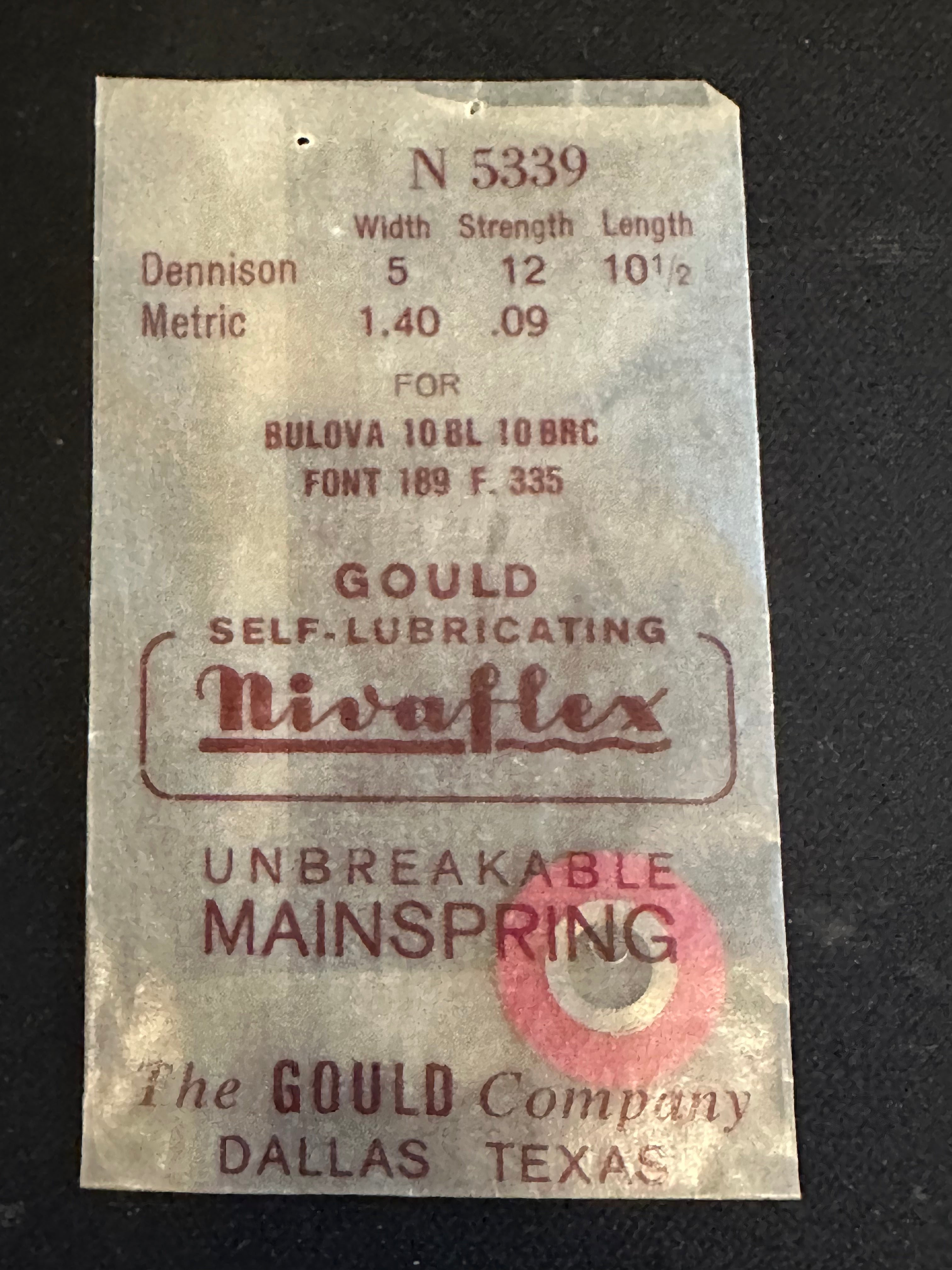 Ressort Barillet (Mainspring) Vintage NIVAFLEX 2156 - Dimensions 0,80x0.08x200x6.5 Mm, Fabriqué En Suisse