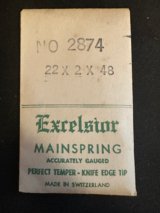 Excelsior #2874 Mainspring for Travel Clocks - 22 x 2 x 48