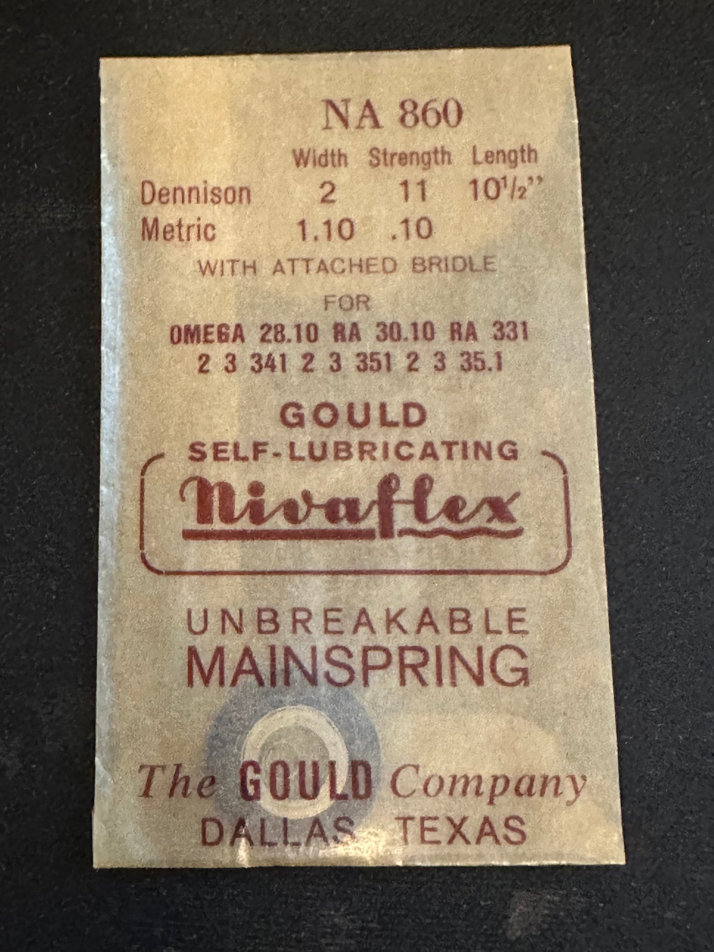 Nivaflex Unbreakable Mainspring NA860 for Omega 331, 332, 333, 341, 342, 343, 351, 352, 353 - Alloy