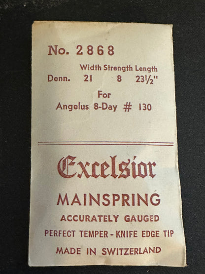 Excelsior #2868 Mainspring for Angelus 8-Day Clock caliber 130