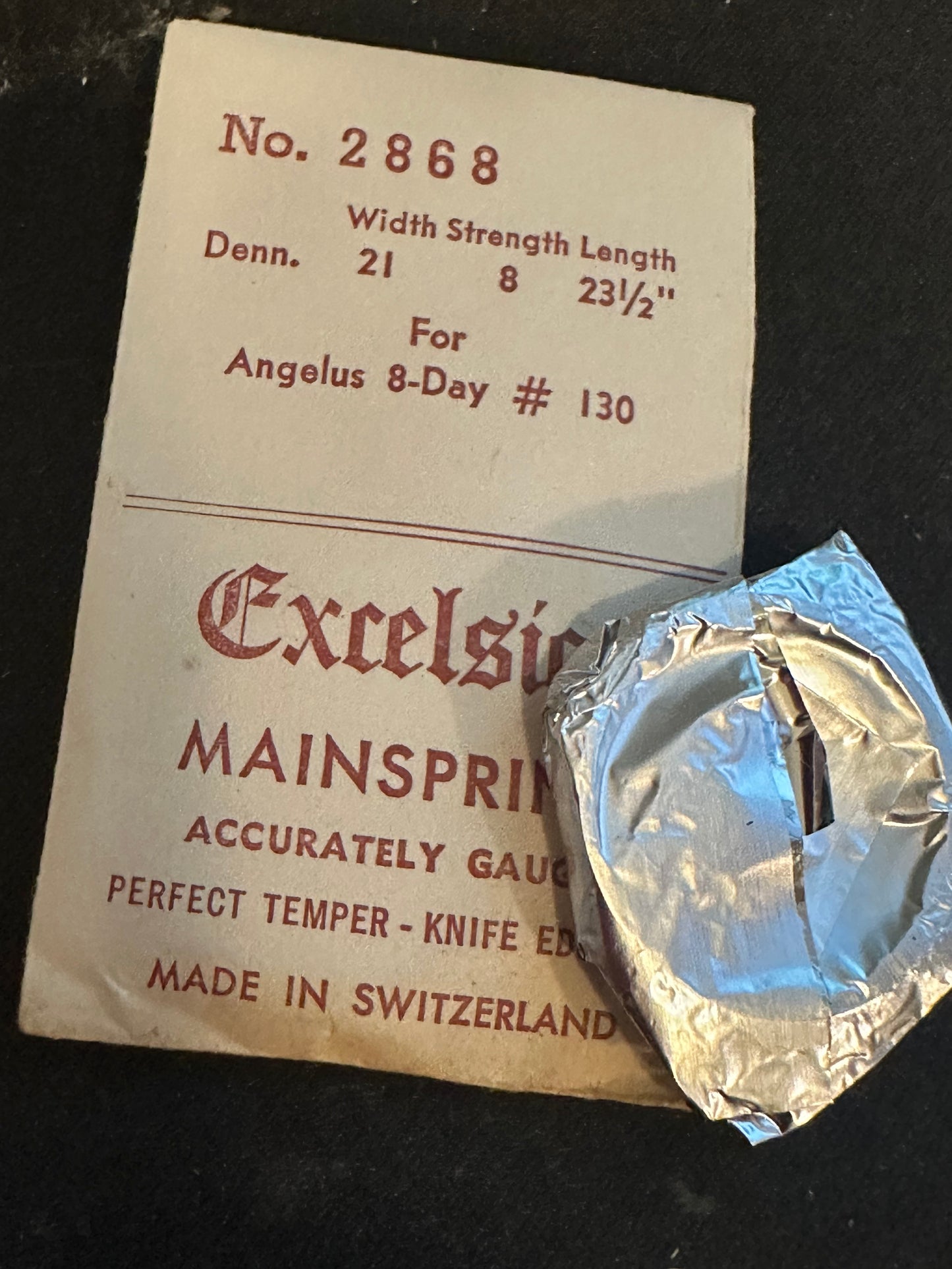 Excelsior #2868 Mainspring for Angelus 8-Day Clock caliber 130