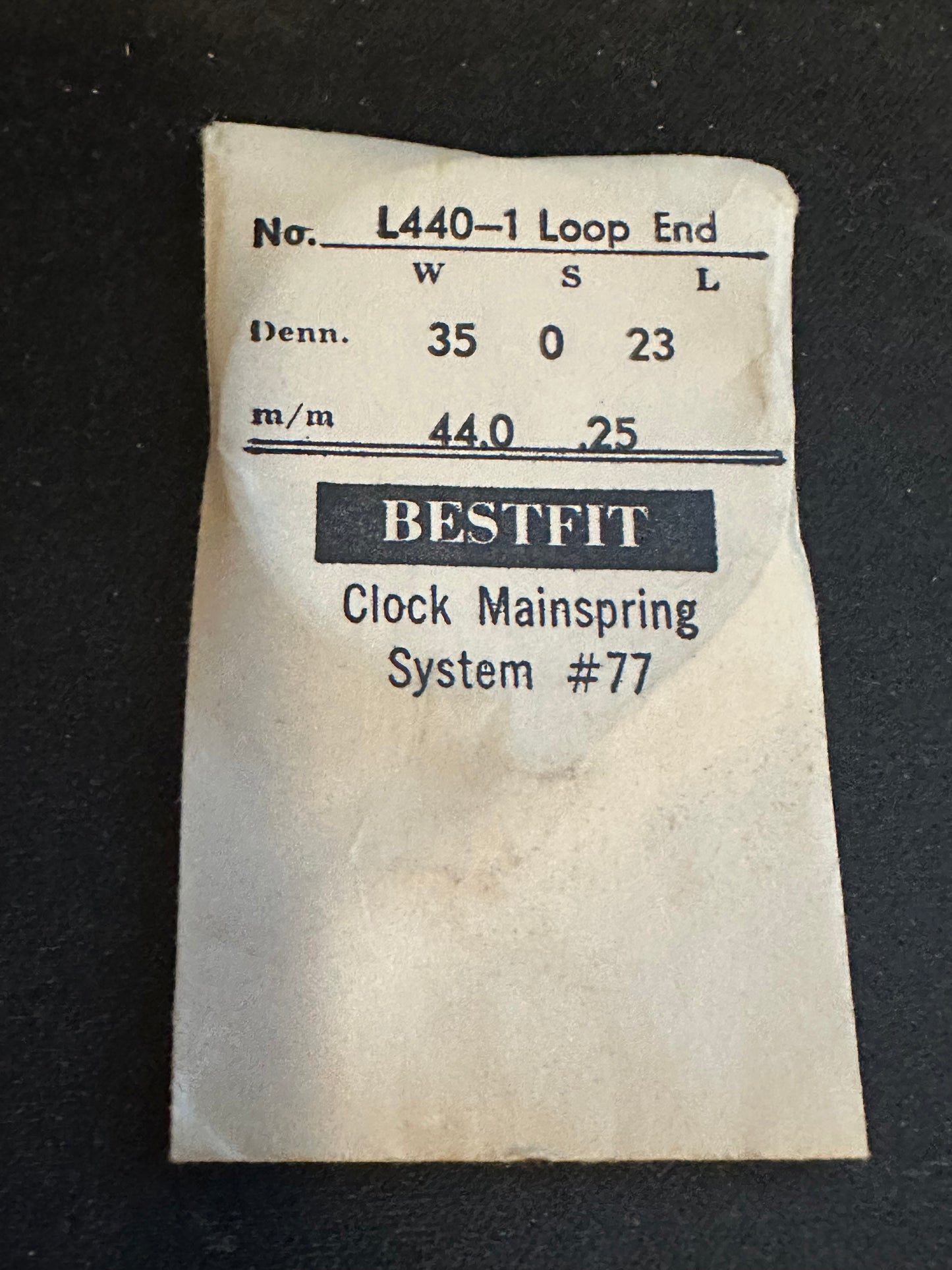 BESTFIT Open Loop Mainspring for Alarm Clocks No. 4.40mm x .25mm - L440-1