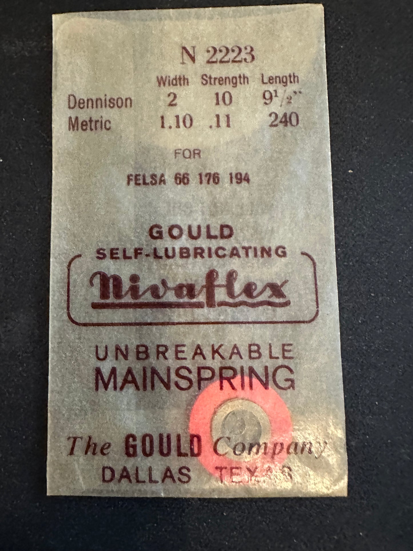 Nivaflex Unbreakable Mainspring N2223 for Felsa 66, 176, 194 - Alloy
