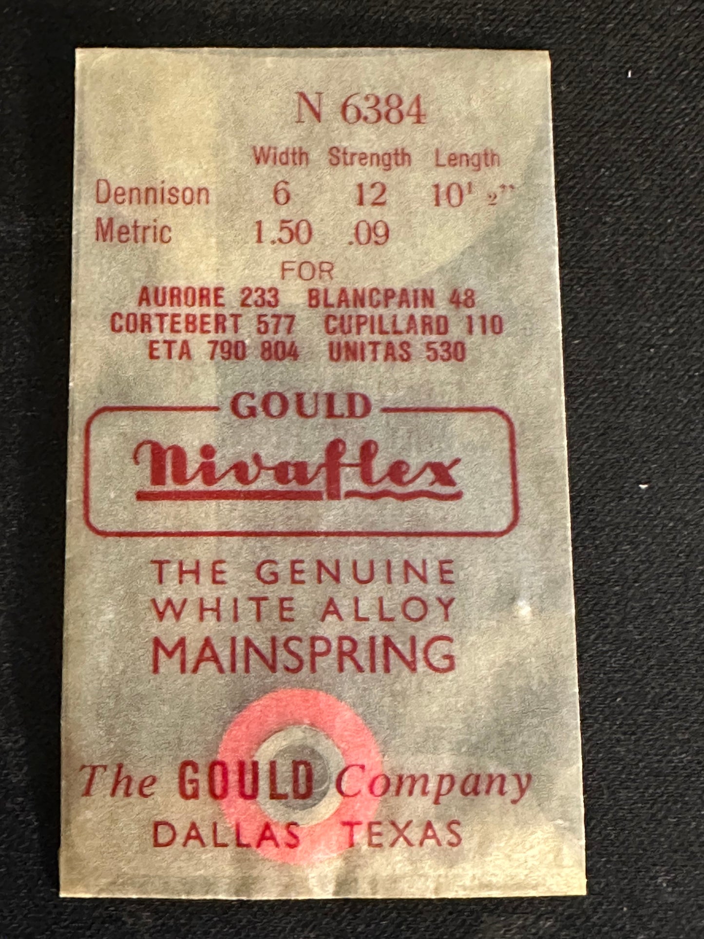 Nivaflex Unbreakable Mainspring N6384 for Aurore 233, Blancpain 48, ETA 790, 804 +many more - Alloy