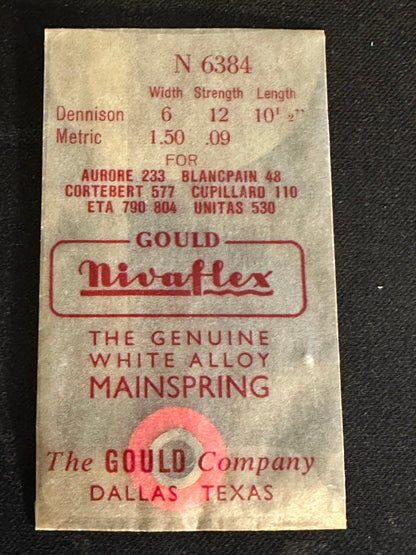 Nivaflex Unbreakable Mainspring N6384 for Aurore 233, Blancpain 48, ETA 790, 804 +many more - Alloy