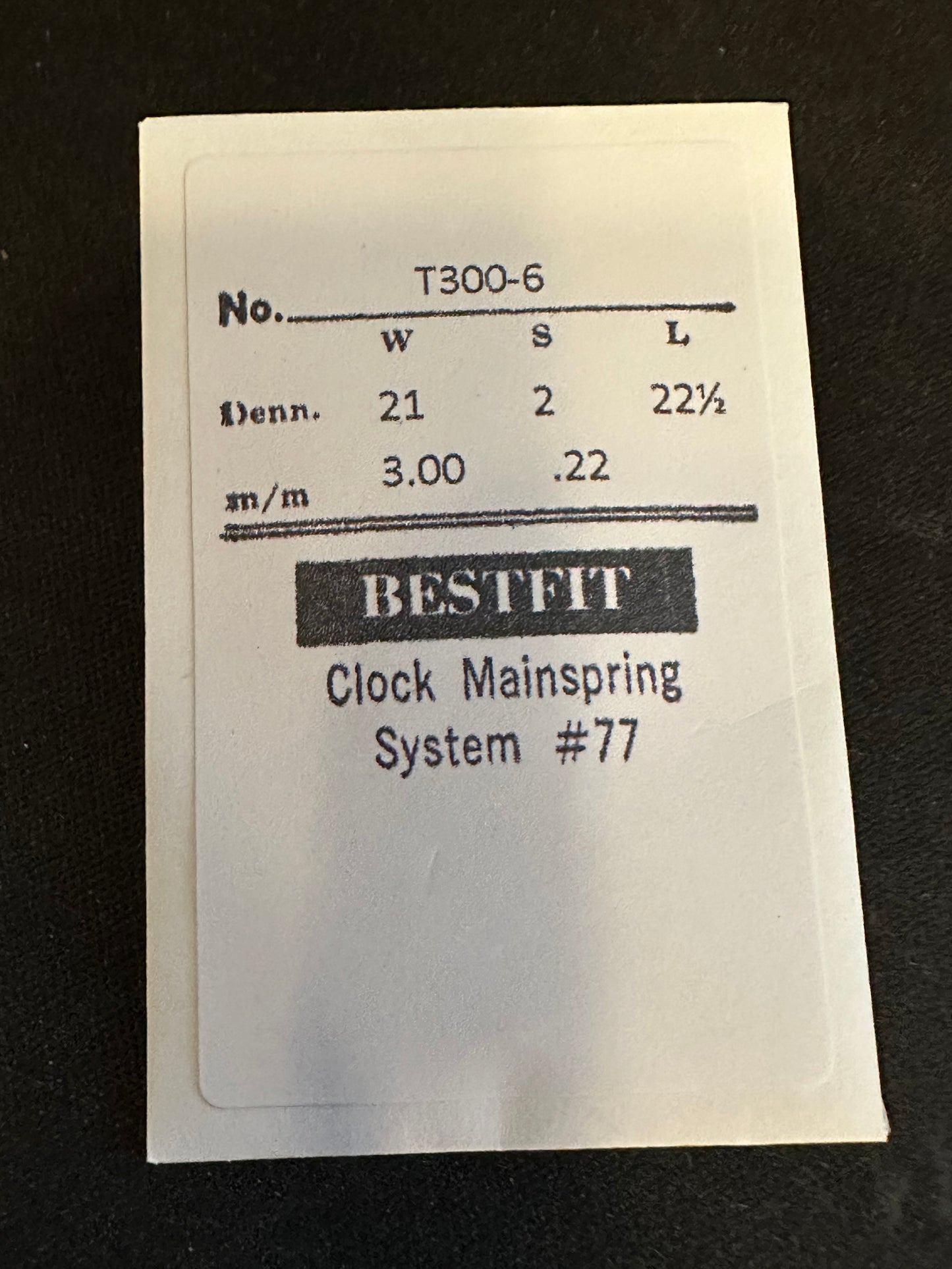 BESTFIT Clock Mainspring for German Travel Alarm Clocks 3.00mm x .22mm - No. T300-6