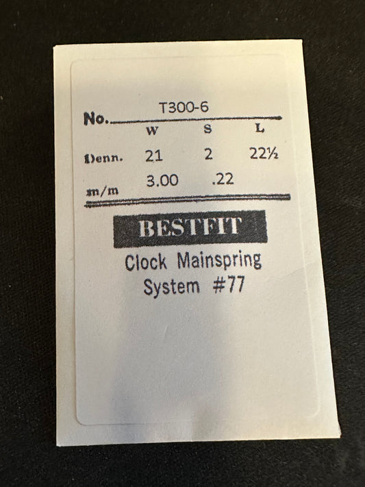 BESTFIT Clock Mainspring for German Travel Alarm Clocks 3.00mm x .22mm - No. T300-6