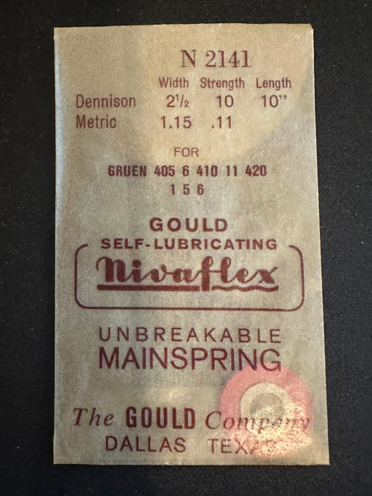 Nivaflex Unbreakable Mainspring N2141 for Gruen 405, 406, 410, 411, 420, 421, 425, 426 - Alloy