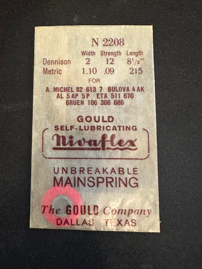 Nivaflex Unbreakable Mainspring N2208 for Bulova 4AK, 4AL, 5AP, 5P, ETA 511, 670 - Alloy
