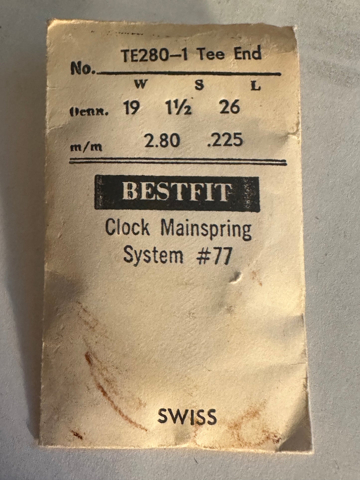 BESTFIT Mainspring for Eterna 8-day Car Clock TE280-1