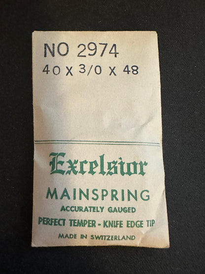 Excelsior #2974 Mainspring for Travel Clocks - 40 x 3/0 x 48