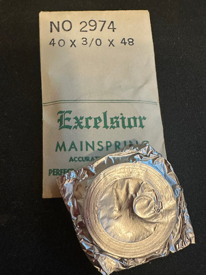 Excelsior #2974 Mainspring for Travel Clocks - 40 x 3/0 x 48