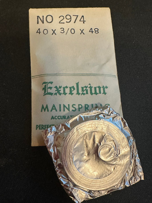 Excelsior #2974 Mainspring for Travel Clocks - 40 x 3/0 x 48
