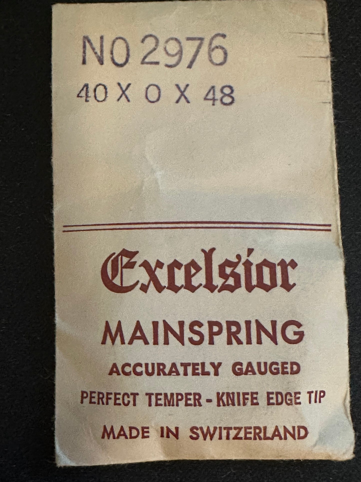 Excelsior #2976 Mainspring for Travel Clocks - 40 x 0 x 48