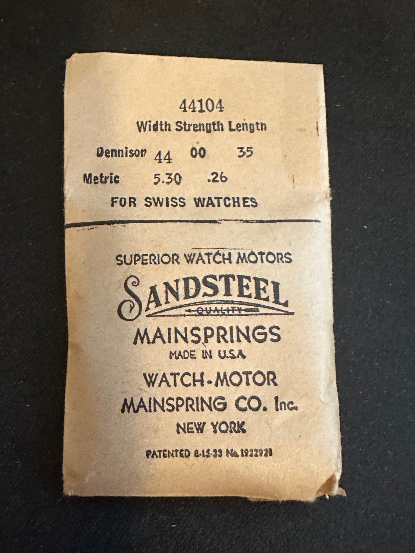Sandsteel Mainspring for European 8-Day Travel Clock #44104 - Steel
