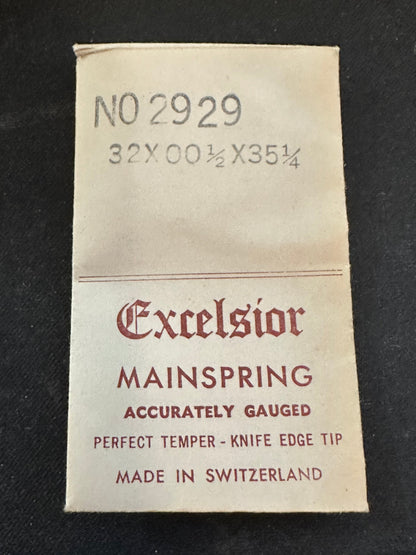 Excelsior #2929 Mainspring for Alarm / Travel Clocks - 32 x 2/0½ x 35¼