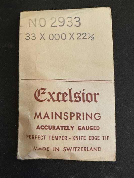 Excelsior #2933 Mainspring for Alarm / Travel Clocks - 33 x 3/0 x 22½