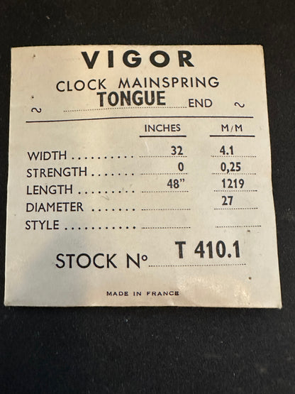 Vigor TONGUE End Clock Mainspring - 32 x 0 x 48" Long - T 410.1