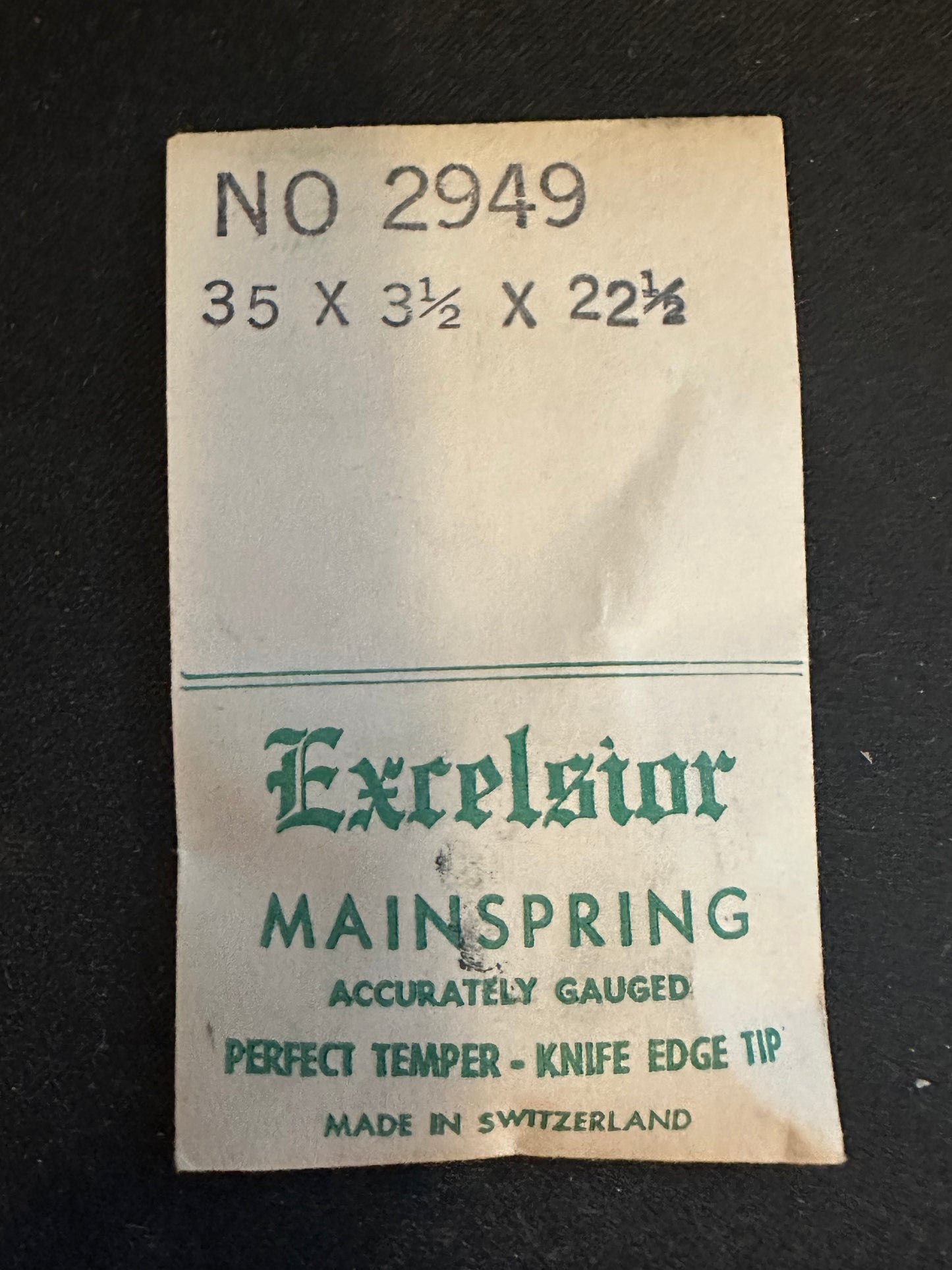 Excelsior #2949 Mainspring for Alarm / Travel Clocks - 35 x 3½ x 22½