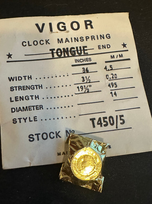 Vigor Open Loop Clock Mainspring - 36 x 3½ x 19½" Long - L 450/5