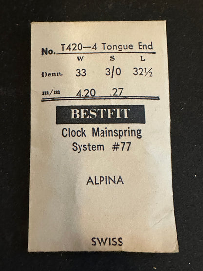 BESTFIT Mainspring for Alpina 8-day Alarm / Car Clock T420-4