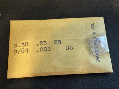 Swartchild Black Shield Clock OPEN LOOP Mainspring 3.60 x .23mm x 25" - MS-246