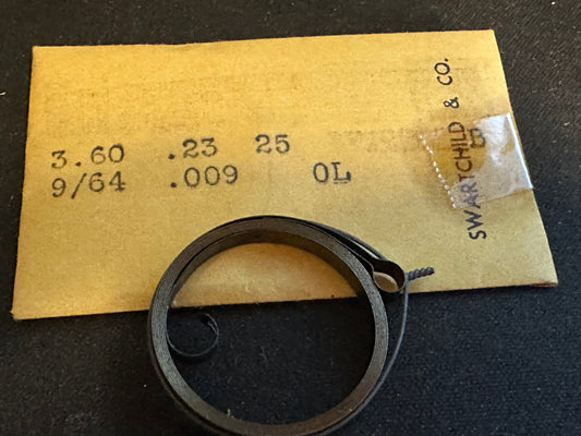Swartchild Black Shield Clock OPEN LOOP Mainspring 3.60 x .23mm x 25" - MS-246
