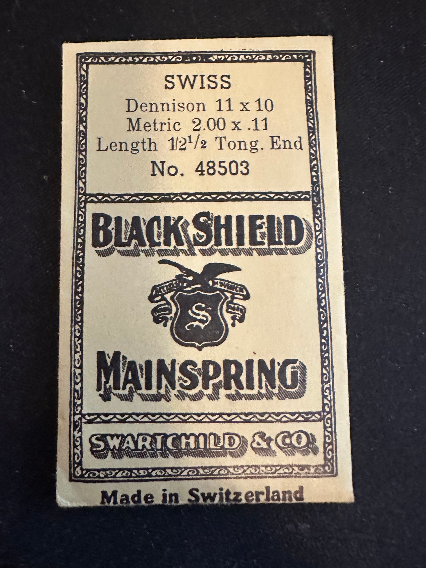 Swartchild Black Shield Mainspring #48503, 2.00 x .11 mm x 12½" - Steel