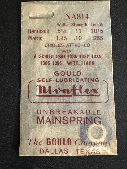 Nivaflex Unbreakable Mainspring NA814 for AS 1361, 1336, 1382, 1384, 1385, 1386 - Alloy