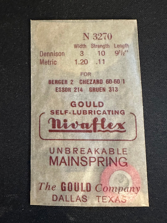 Nivaflex Unbreakable Mainspring N3270 for Berger 2, Chezard 60, 60/1, Essor 214 Gruen 313 - Alloy