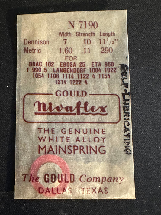 Nivaflex Unbreakable Mainspring N7190 for Brac 102, Ebosa 25, ETA 960, 961, 990, 995 +many more - Alloy