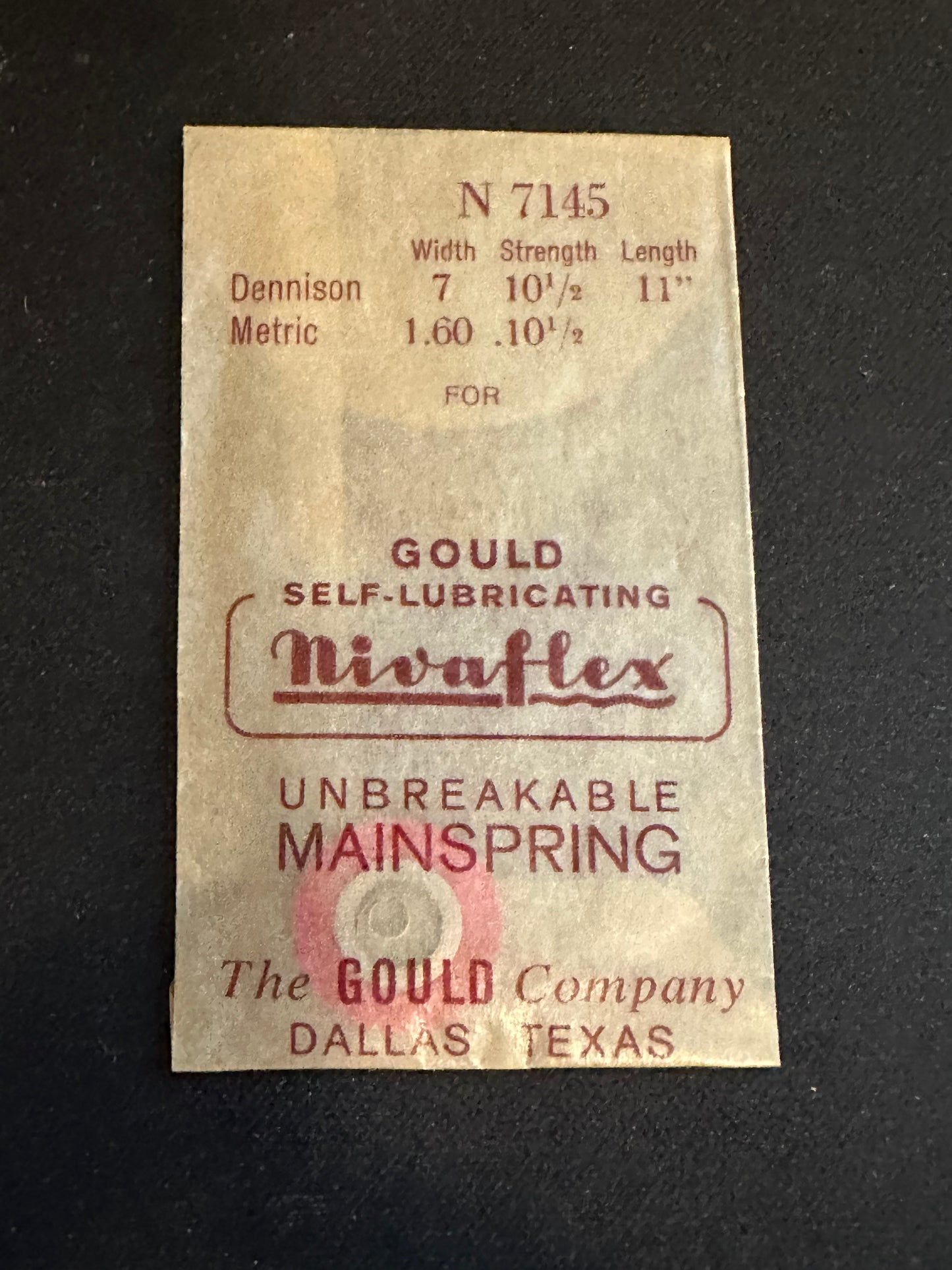 Nivaflex Unbreakable Mainspring N7145 for Caravelle 11OAC, 11OEC, Elgin 824, 825 (AS/ST 1686) - Alloy