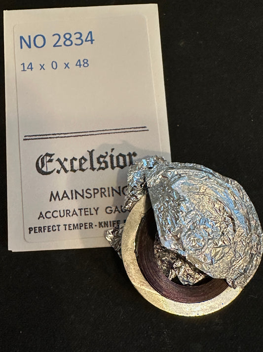 Excelsior #2834 Mainspring for 8-Day Travel Clocks - 14 x 0 x 48