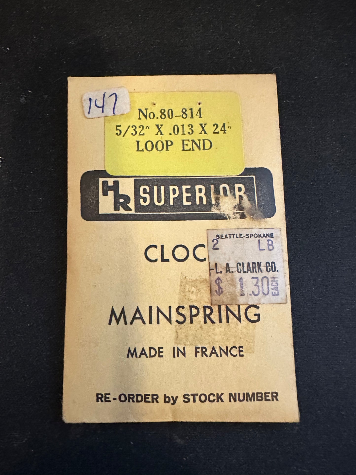 HR Superior Loop End Clock Mainspring - 5/32" x .013 x 24" Long - No. 80-814