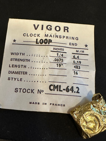 Vigor Loop Clock Mainspring - 1/4" x .0075" x 19" Long - CML 64.2