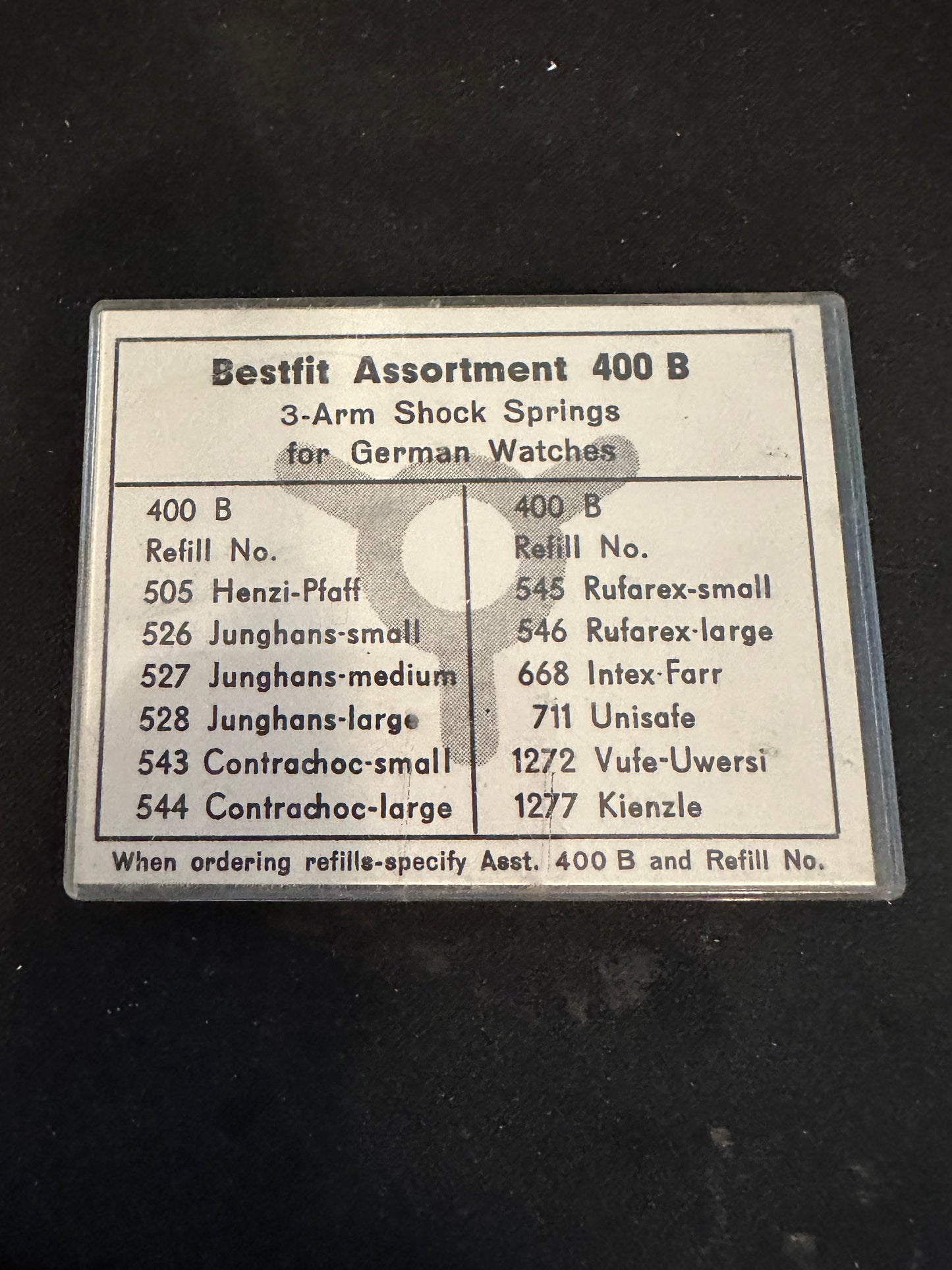 BESTFIT Assortment 400B of 3-Arm Shock Springs for German Watches